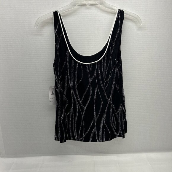 ALEX EVENINGS 2 Piece Glitter Black Cocktail Top Jacket Tank SZ M NEW - Picture 10 of 10